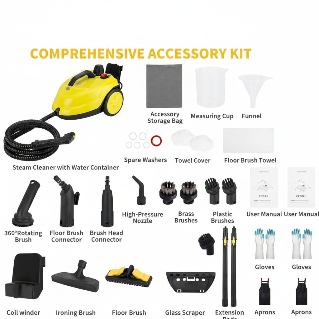 Steam Cleaner - 2000W, 2L Tank, 5 Bar High Pressure, Multipurpose Steam Cleaning Machine with Accessories for Floor, Tile, Kitchen, Bathroom and Car