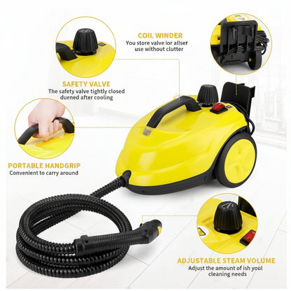 Steam Cleaner - 2000W, 2L Tank, 5 Bar High Pressure, Multipurpose Steam Cleaning Machine with Accessories for Floor, Tile, Kitchen, Bathroom and Car