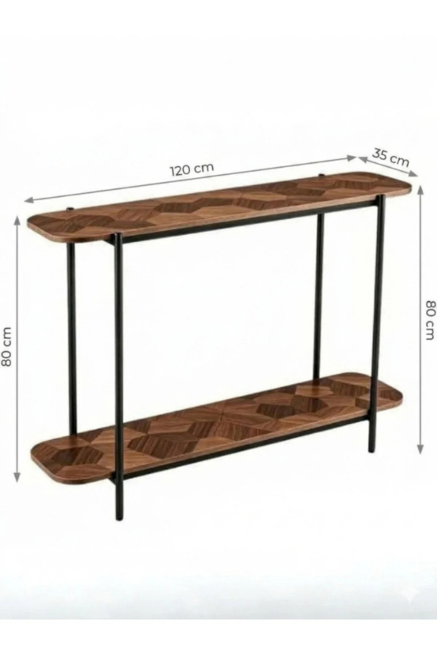 Console Table 2-Tier Geometric Wood Entryway Accent Desk 120*80