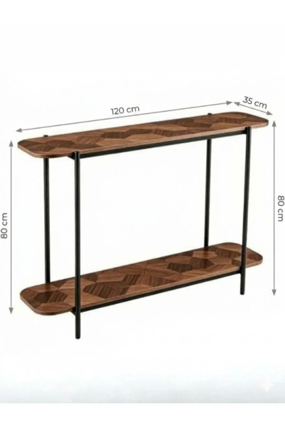 Console Table 2-Tier Geometric Wood Entryway Accent Desk 120*80