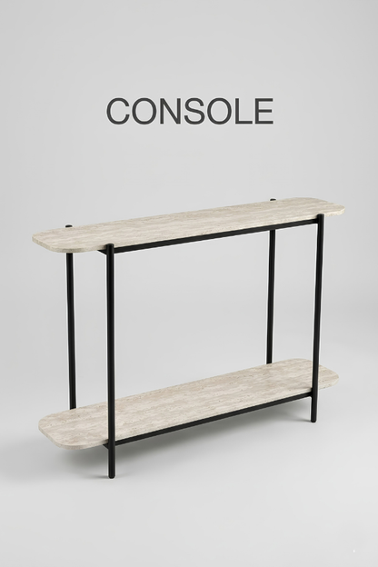 Travertine Stone Console Table | 2-Tier Slim Entryway Table, Side Table & Center Table – 120*35*80