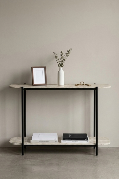 Travertine Stone Console Table | 2-Tier Slim Entryway Table, Side Table & Center Table – 120*35*80