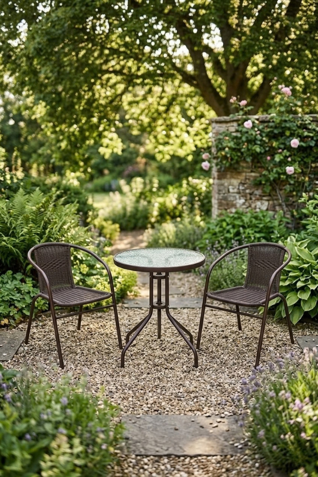 Brown Wicker Outdoor Seating Set – 3-Piece Bistro Set