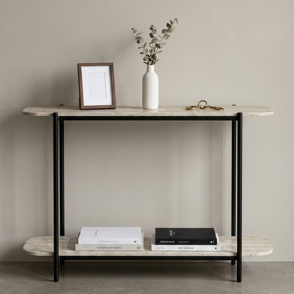 Travertine Stone Console Table | 2-Tier Slim Entryway Table, Side Table & Center Table – 120*35*80