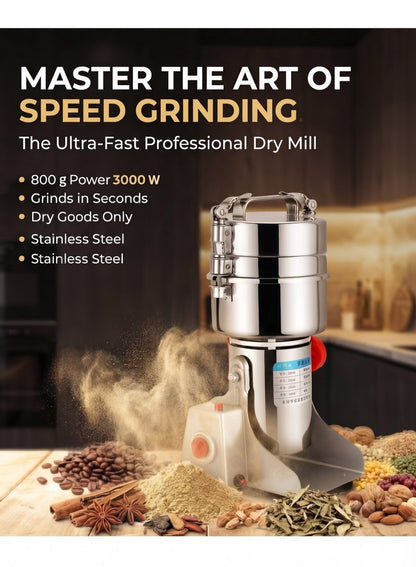Electric Coffee Grinder, Grinder Machine Spice Grinder Bean Grinder 3000 W Multi Speeds Large Capacity 800G