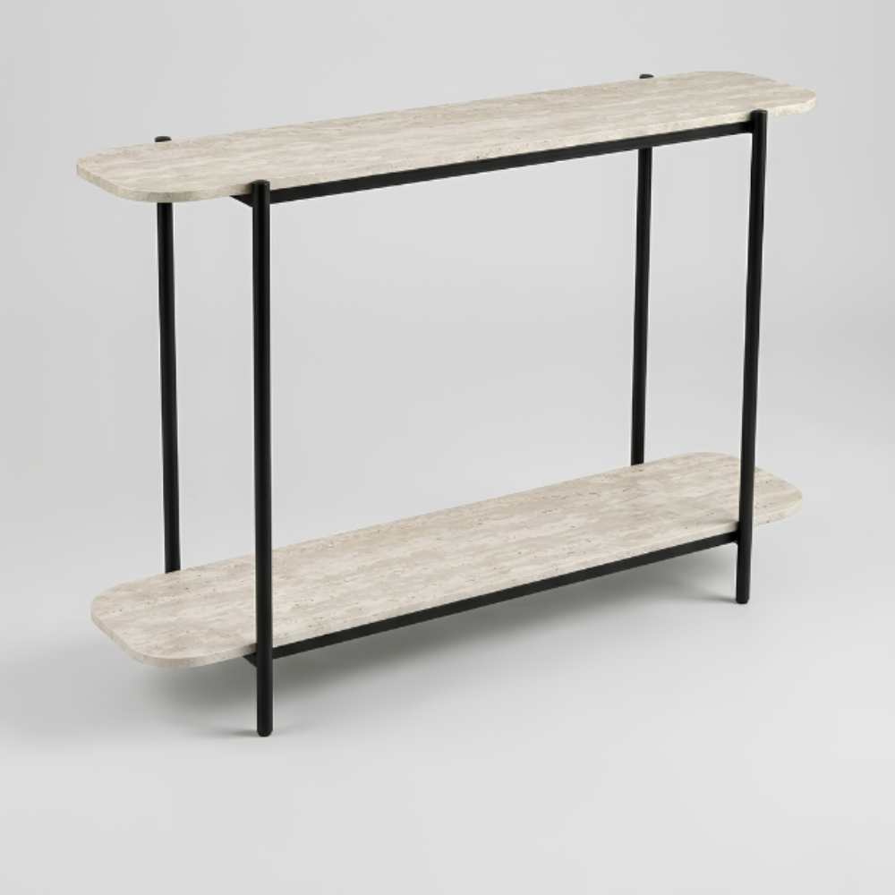 Travertine Stone Console Table | 2-Tier Slim Entryway Table, Side Table & Center Table – 120*35*80