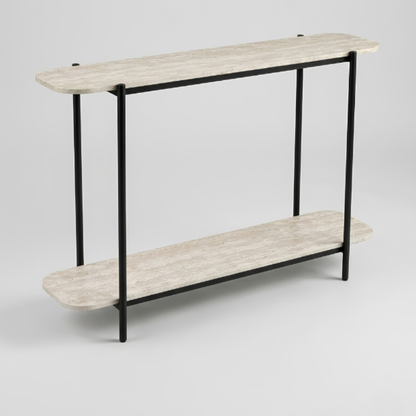 Travertine Stone Console Table | 2-Tier Slim Entryway Table, Side Table & Center Table – 120*35*80