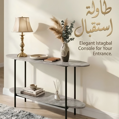 Grey Travertine Console Table 140x40x80cm – Modern Istagbal Entrance Table