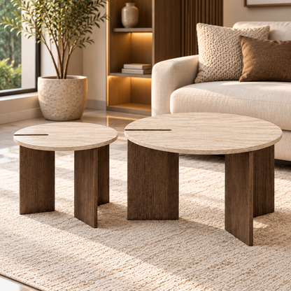 Raqi RQ-74019 two-piece round coffee table set