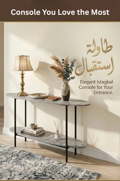 Grey Travertine Console Table 140x40x80cm – Modern Istagbal Entrance Table