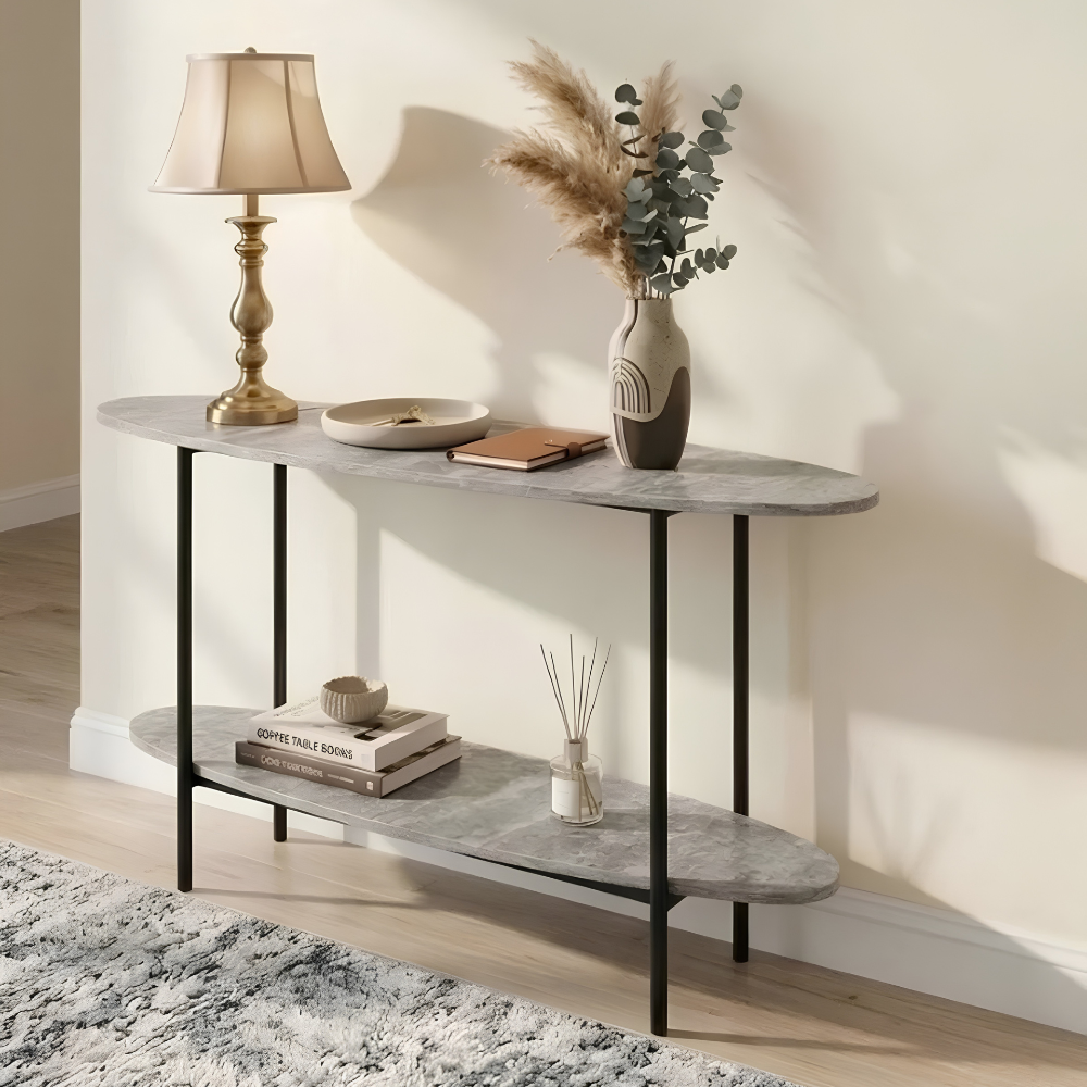 Grey Travertine Console Table 140x40x80cm – Modern Istagbal Entrance Table