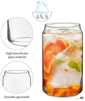Premium Glass Tumblers, Clear, Drinking Glasses, 473ml, Set of 6, Modern Minimalist Design, Dishwasher Safe, for Water, Cocktails, Iced Tea