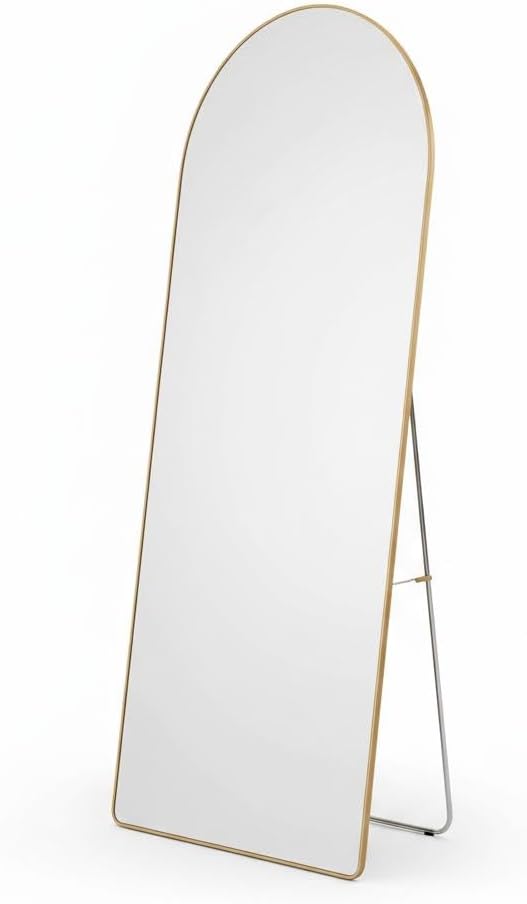 Extra Full Length Arched Mirror with Standing Holder, 155 * 45 Free Standing Floor Mirror, Large Oval Dressing Mirror with Aluminum Alloy Frame for Bedroom, Living Room, or Cloakroom
