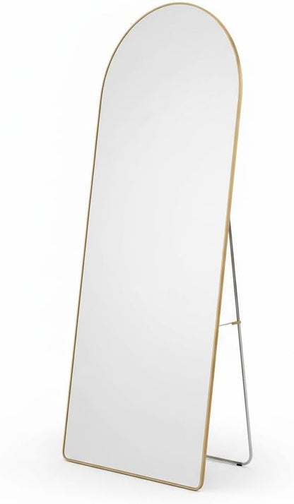 Extra Full Length Arched Mirror with Standing Holder, 155 * 45 Free Standing Floor Mirror, Large Oval Dressing Mirror with Aluminum Alloy Frame for Bedroom, Living Room, or Cloakroom