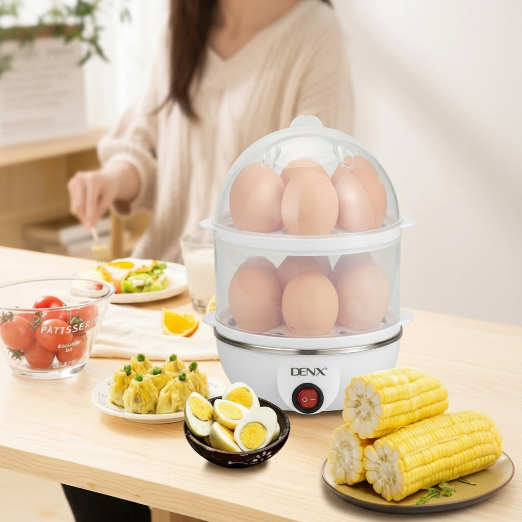 Electric Egg Boiler Egg Cooker with Double Layer Steamer, 14 Eggs Capacity