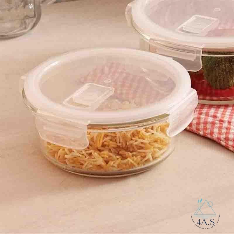 حاويات طعام زجاجية للتخزين مع أغطية، دائرية، شفافة، طقم من 5 قطع (880 مل)