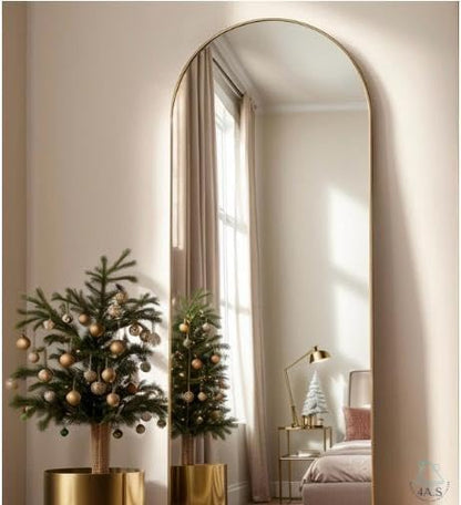 Extra Full Length Arched Mirror with Standing Holder, 155 * 45 Free Standing Floor Mirror, Large Oval Dressing Mirror with Aluminum Alloy Frame for Bedroom, Living Room, or Cloakroom