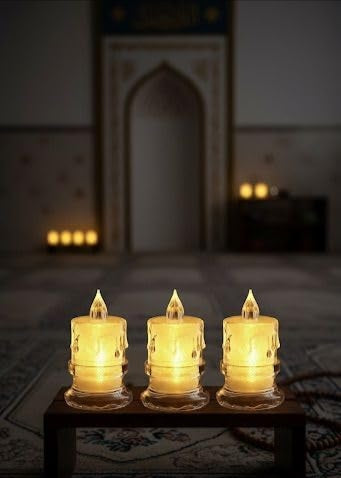 LED Flameless Tealight Candles, Smokeless, Battery Operated, Warm Yellow Light, Clear Drip Design, 12 Pieces Set