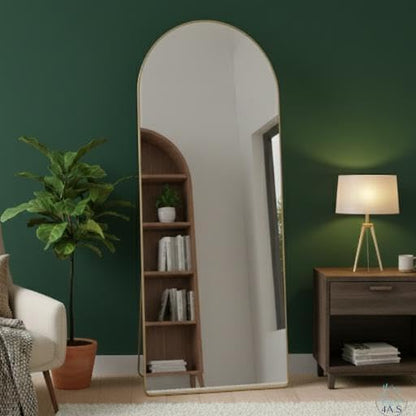 Extra Full Length Arched Mirror with Standing Holder, 155 * 45 Free Standing Floor Mirror, Large Oval Dressing Mirror with Aluminum Alloy Frame for Bedroom, Living Room, or Cloakroom