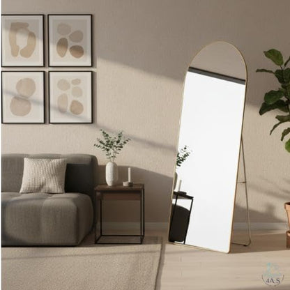 Extra Full Length Arched Mirror with Standing Holder, 155 * 45 Free Standing Floor Mirror, Large Oval Dressing Mirror with Aluminum Alloy Frame for Bedroom, Living Room, or Cloakroom