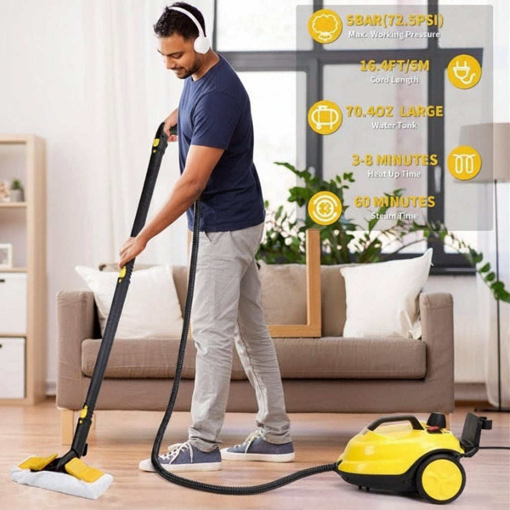 Steam Cleaner - 2000W, 2L Tank, 5 Bar High Pressure, Multipurpose Steam Cleaning Machine with Accessories for Floor, Tile, Kitchen, Bathroom and Car