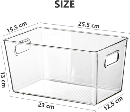 Medium Storage Box Storage Bin Toy Basket Food Storage Container PE Texture Organize Storage Basket Organizer with Handle Kitchen Home Office Closet Cloth Kid Room Nursery Transparent*3PCS/SET