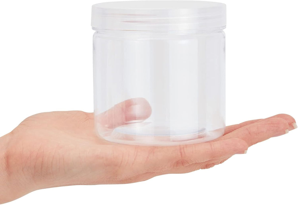 8 Pack Clear 12 oz Plastic Jars with Lids, Slime Containers for Kids DIY Crafts,and other storage container