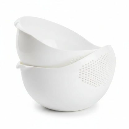 Pack of 2 Amazing Plastic Strainer Bowls Multi Functional Rice, Vegetable, and Fruits Washing Colander Basket, Kitchen Drainer & Drainage Basin for Food Prep