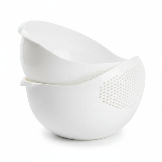 Pack of 2 Amazing Plastic Strainer Bowls Multi Functional Rice, Vegetable, and Fruits Washing Colander Basket, Kitchen Drainer & Drainage Basin for Food Prep