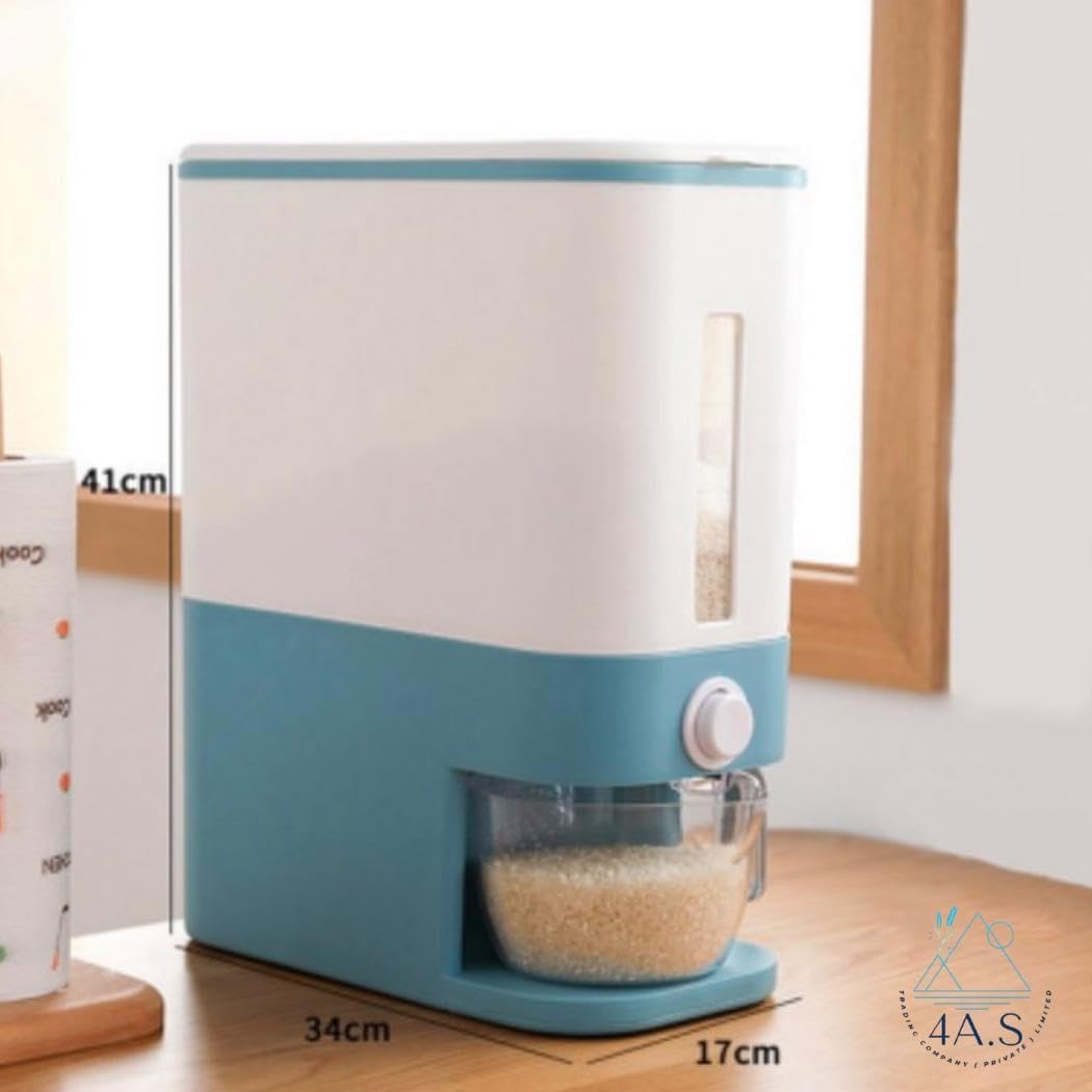 Automatic Rice Dispenser with Measuring Cup Airtight Grain Storage Container, 8KG Capacity