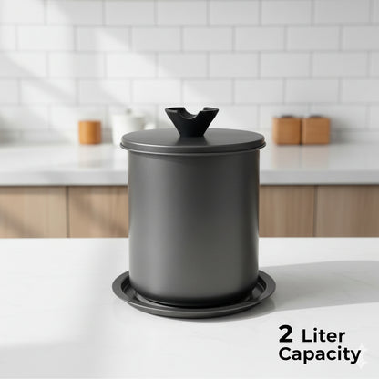 2L Oil Strainer Pot with Fine Mesh Filter – Stainless Steel Grease Keeper with Dust Lid, Non-Slip Base, and Easy-Grip Handle – Perfect for Frying Oil, Cooking Grease, and Kitchen Storage