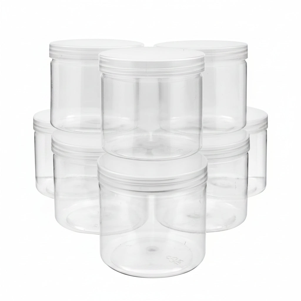 8 Pack Clear 12 oz Plastic Jars with Lids, Slime Containers for Kids DIY Crafts,and other storage container
