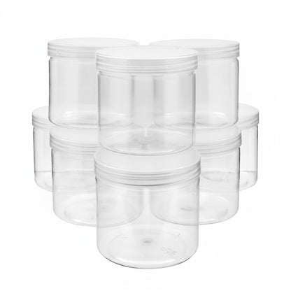 8 Pack Clear 12 oz Plastic Jars with Lids, Slime Containers for Kids DIY Crafts,and other storage container