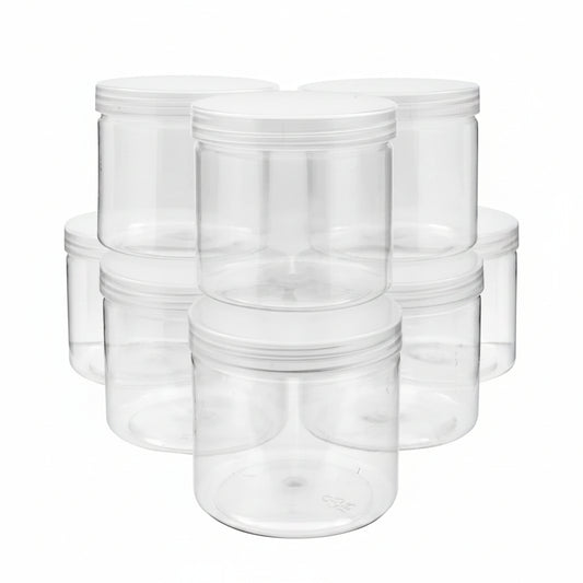 8 Pack Clear 12 oz Plastic Jars with Lids, Slime Containers for Kids DIY Crafts,and other storage container