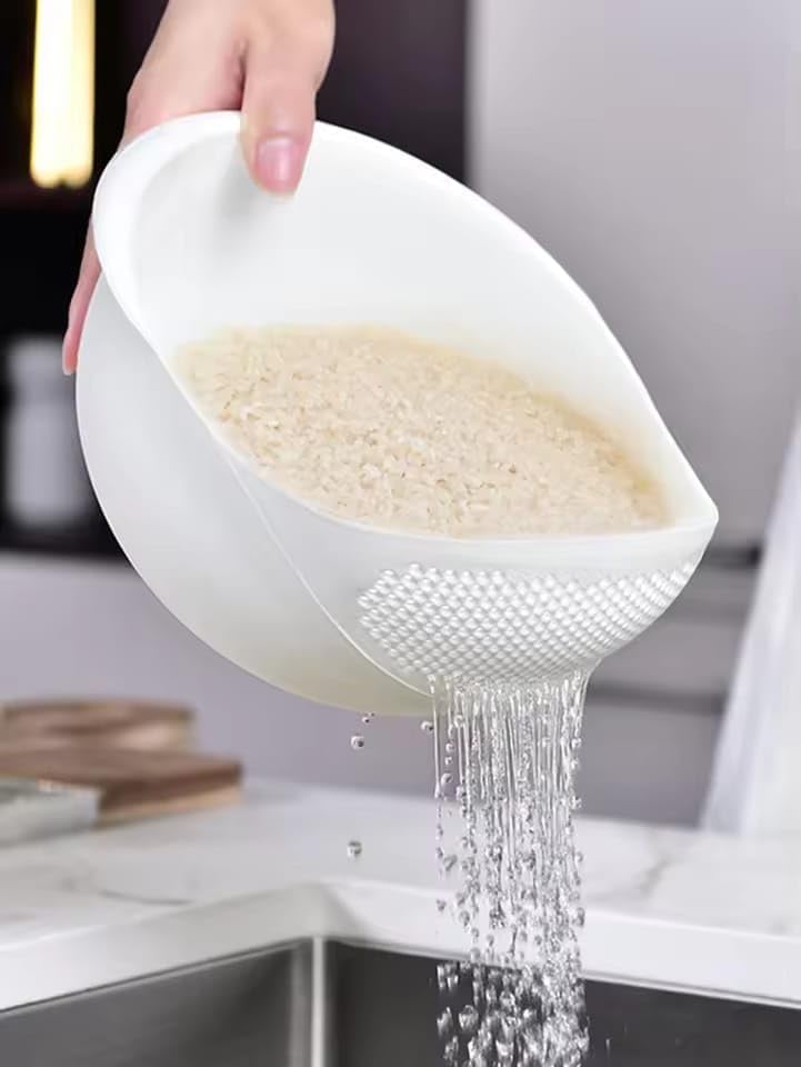 Pack of 2 Amazing Plastic Strainer Bowls Multi Functional Rice, Vegetable, and Fruits Washing Colander Basket, Kitchen Drainer & Drainage Basin for Food Prep