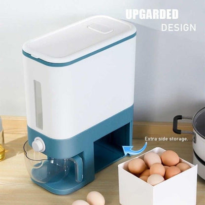 Automatic Rice Dispenser with Measuring Cup Airtight Grain Storage Container, 8KG Capacity