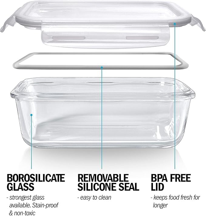 Premium Borosilicate Glass Food Storage Containers, set of 5