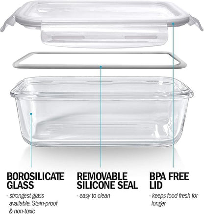 Premium Borosilicate Glass Food Storage Containers, set of 5