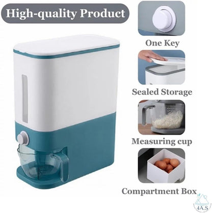 Automatic Rice Dispenser with Measuring Cup Airtight Grain Storage Container, 8KG Capacity