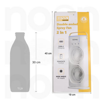 Denx Portable Double-Ended Spray Fan With Remote Control – Power by USB Type C Mist Cooling