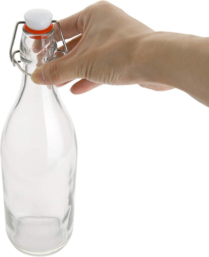 Flip Top Glass Bottle 1 Liter / 33 fl. oz [Pack of 4] Swing Top Brewing Bottle