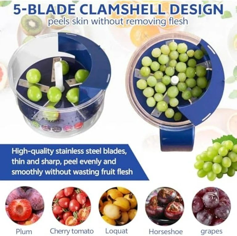 Food peeler, Blue, 2 Press Operation, for Vegetables, Fruits, Recharrgeble