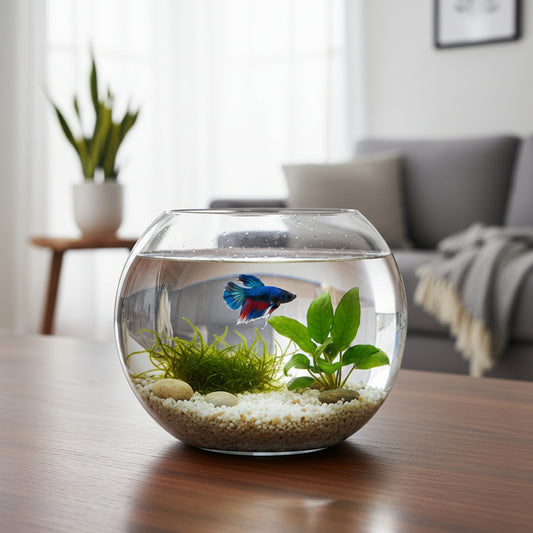 Clear Glass Round Fish Bowl Vase, Spherical Terrarium, Home Decor Centerpiece