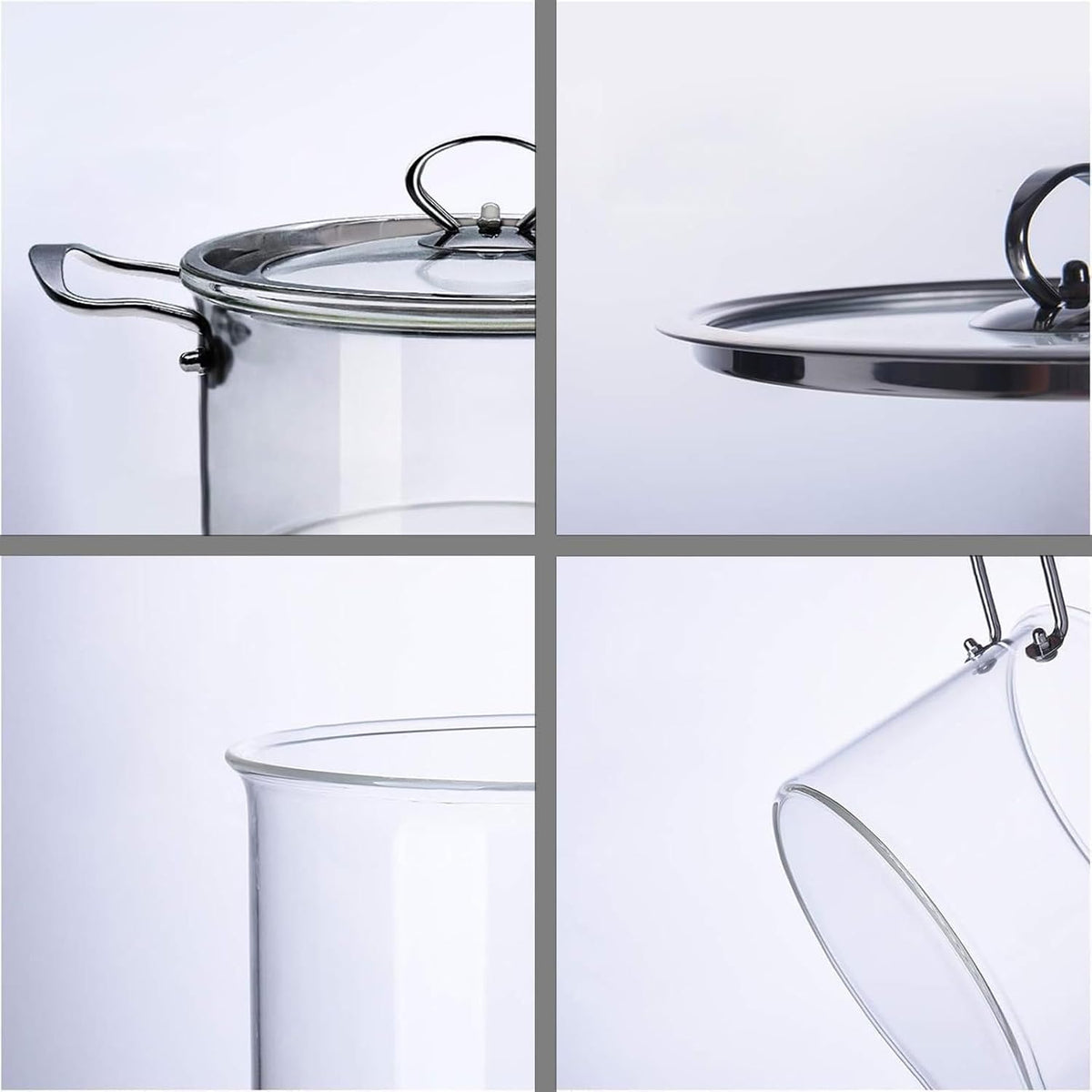 High Borosilicate Glass Cooking Pot with Lid, 3.5L, Clear