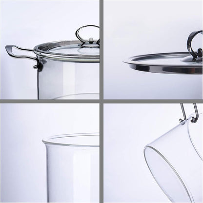 High Borosilicate Glass Cooking Pot with Lid, 3.5L, Clear