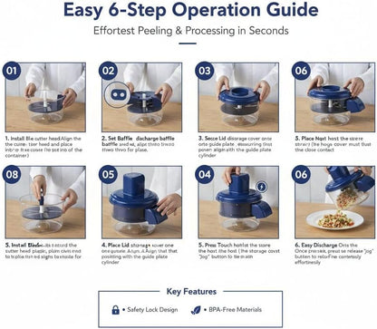 Food peeler, Blue, 2 Press Operation, for Vegetables, Fruits, Recharrgeble