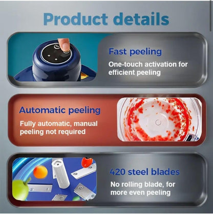 Food peeler, Blue, 2 Press Operation, for Vegetables, Fruits, Recharrgeble