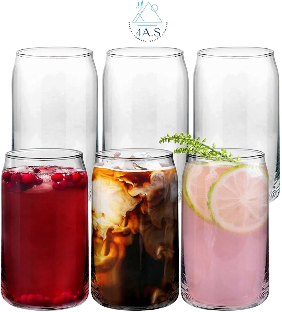 Premium Glass Tumblers, Clear, Drinking Glasses, 473ml, Set of 6, Modern Minimalist Design, Dishwasher Safe, for Water, Cocktails, Iced Tea