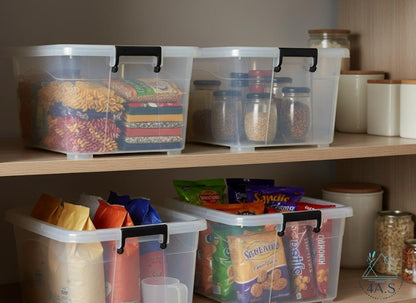 Clear Plastic Storage Containers with Lids, Stackable Organization 4-Pack,15 L Capacity