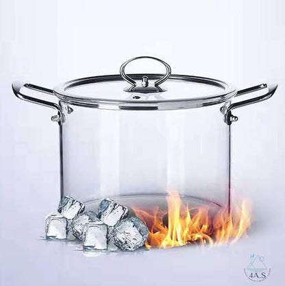 Extra Transparent High Borosilicate Glass Stock Pot with Lid, 5.5L Heat-Resistant Clear Cooking Pot, Double-Ear Anti-Scalding Handles, Breathable Air Hole Design